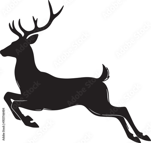 Silhouette of running deer isolated on transparent background