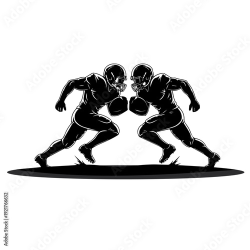 American Football Players Head-to-Head Clash Silhouette Illustration