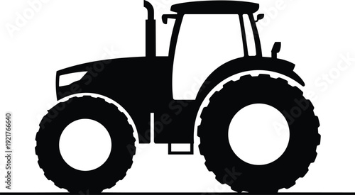 Vector, Illustration, of, Modern, Farm, Tractor, Silhouette, for, Agriculture, Farming, Identity, Branding, Heavy, Machinery, Industrial, Equipment, and, Graphic, Design, Projects, Collection, Icon