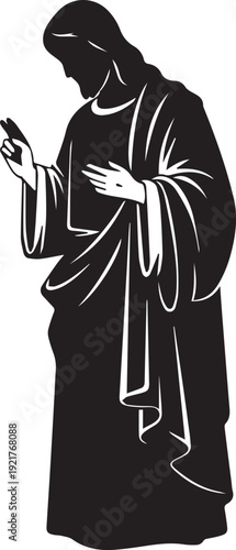 Jesus silhouette illustration vector blessing hands gesture line art praying