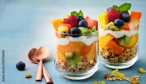 colorful fruit and granola parfait