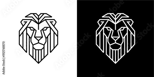 Lion Head Logo Geometric Mono...