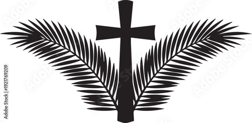 Palm cross illustration vector palm leaves symbol religious