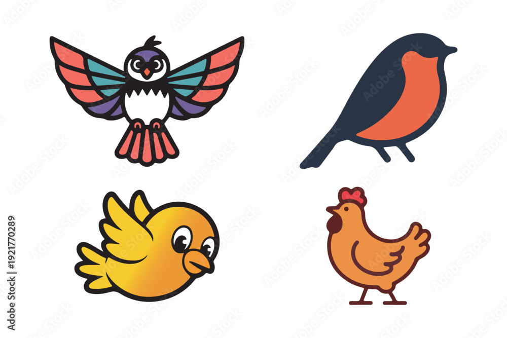 Fototapeta premium Minimalist Bird Illustrations - Nature and Wildlife Icons