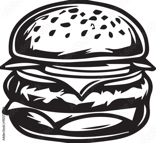 Retro style hamburger illustration black and white