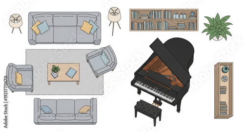 Piano and Furniture Design Elements.