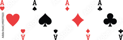 Four Playing Cards Vector Icon Set Classic Card Suits Symbols
