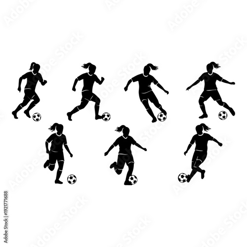 Youth Football Player Movement Collection Illustration