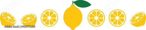 Lemon Slices Vector Set  Whole, Half, and Cut Citrus Fruit Collection
