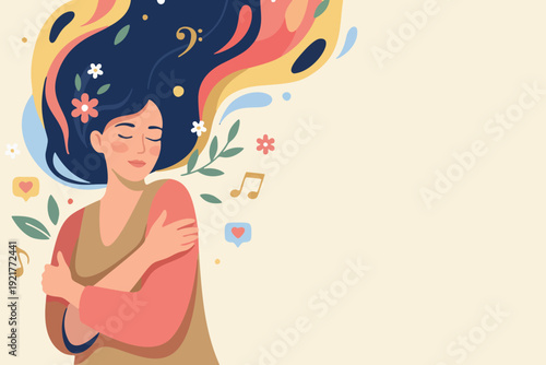 Emotional Expression and Mental Freedom Flat Illustration
