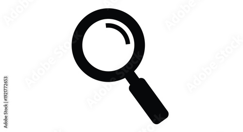 A black magnifying glass icon simple and modern silhouette