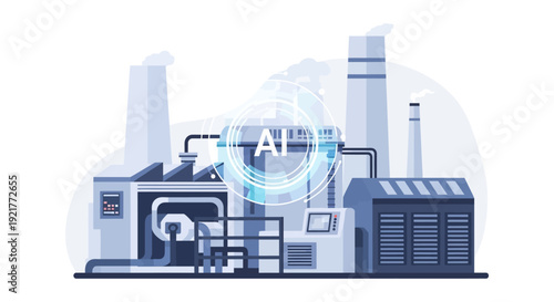 AI Smart Factory Concept: Industrial Automation, Manufacturing Technology & Digital Transformation