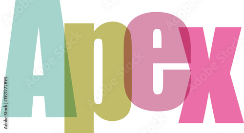 Colorful and stylized text spelling out the word apex with vibrant letters