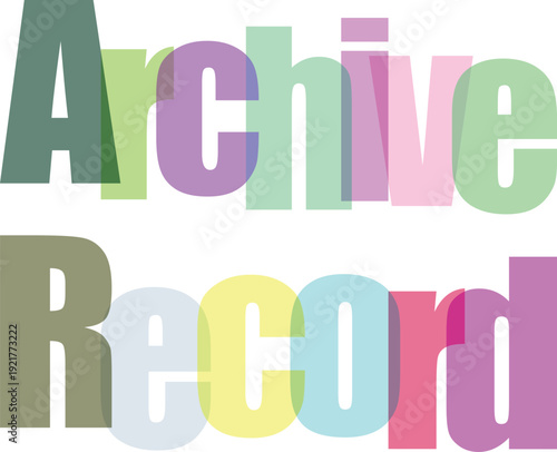 Vibrant and colorful archive record text design with gradient letters