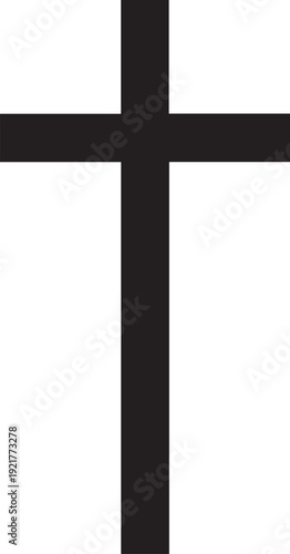 Simple vertical black cross silhouette vector illustration for religious faith and christianity symbol