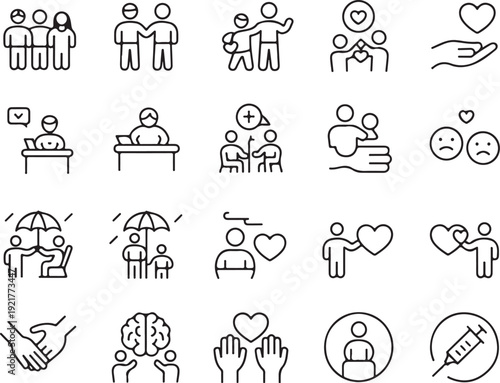 wellness icon pack therapy support charity prevention vaccination aid