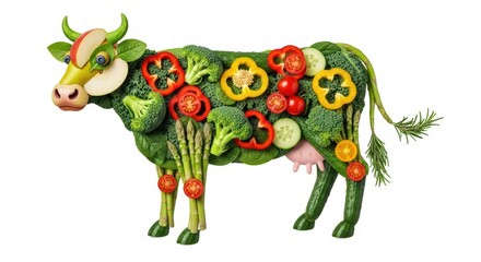 Vegetarian cow made of fresh vegetables