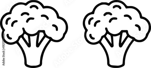 broccoli hand drawn vector line art vegetable icons for packaging uses