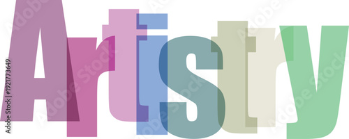 Vibrant and stylish rainbow-colored typography spelling out artistry