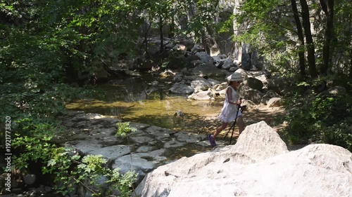 Wallpaper Mural little girl is engaged in Nordic walking Torontodigital.ca