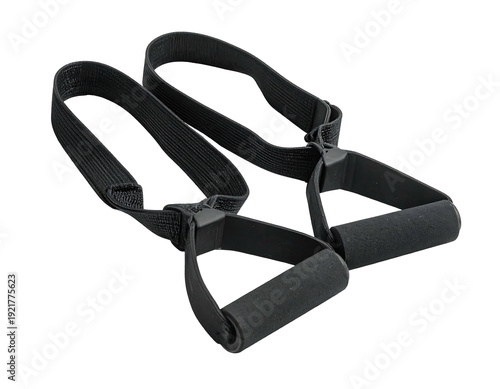 Black Resistance Band Handles for Fitness and Exercise.