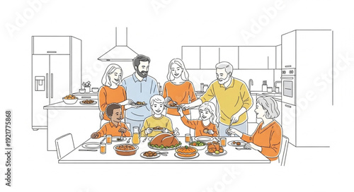 Sketch of People Having Meal Together.