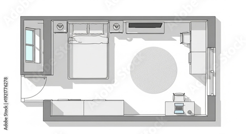Studio Apartment Floor Plan Design.