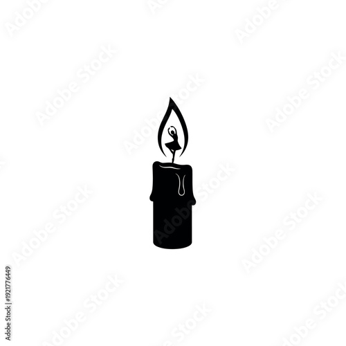 Silhouette of a ballerina dancing within the flame of a lit candle, a symbol of passion and artistic expression.