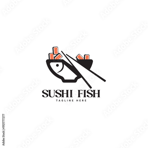 Seafood Fish Sushi Inspiration Vector Logo Template