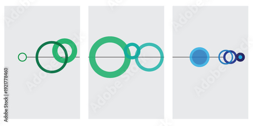 Abstract representation of interconnected circles on a horizontal line symbolizing connection and progression.