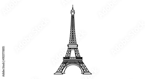 Eiffel Tower iconic Paris landmark in black and white