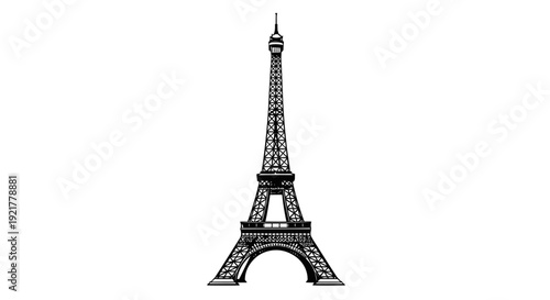 Iconic Eiffel Tower in Paris France at night