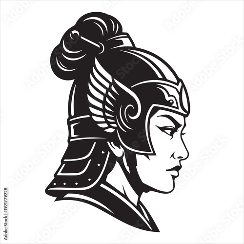 Ancient Warrior Portraits – A Collection of Black and White Vector Art Icons. Ancient warriors and historical heroines from various civilizations are illustrated in a black and white vector line art