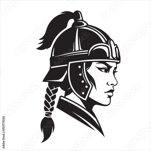 Ancient Warrior Portraits – A Collection of Black and White Vector Art Icons. Ancient warriors and historical heroines from various civilizations are illustrated in a black and white vector line art