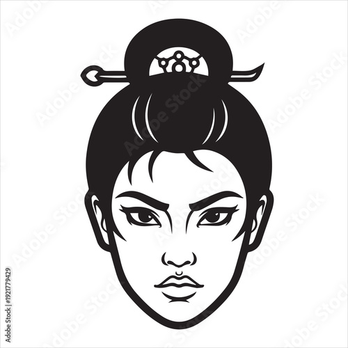 Ancient Warrior Portraits – A Collection of Black and White Vector Art Icons. Ancient warriors and historical heroines from various civilizations are illustrated in a black and white vector line art