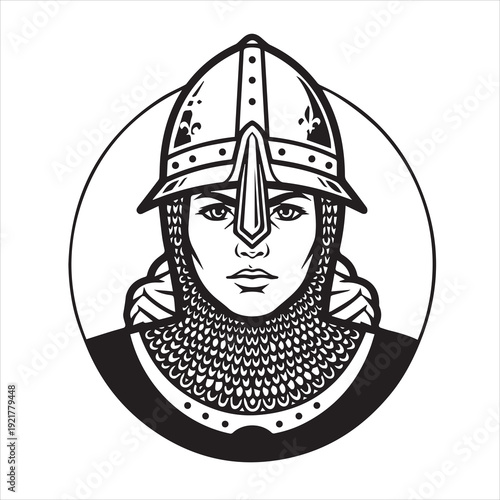 Ancient Warrior Portraits – A Collection of Black and White Vector Art Icons. Ancient warriors and historical heroines from various civilizations are illustrated in a black and white vector line art