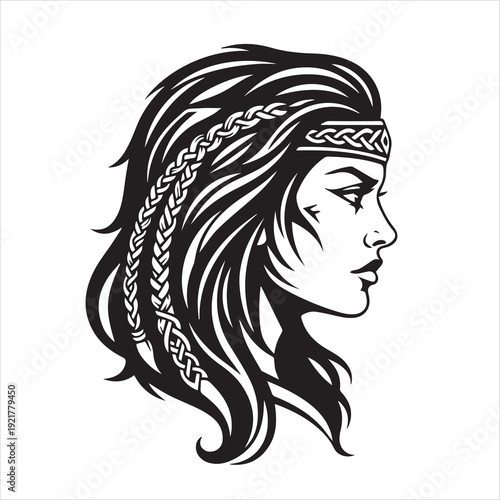 Ancient Warrior Portraits – A Collection of Black and White Vector Art Icons. Ancient warriors and historical heroines from various civilizations are illustrated in a black and white vector line art