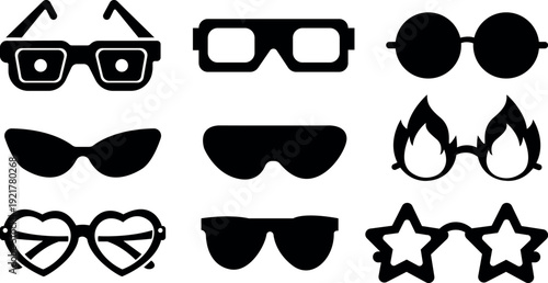 Collection of various sunglasses and eyewear silhouettes
