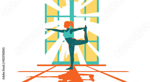 Woman practicing yoga in a serene and peaceful environment with natural light