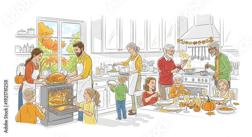 Vibrant Farmers Market Scene Illustration.