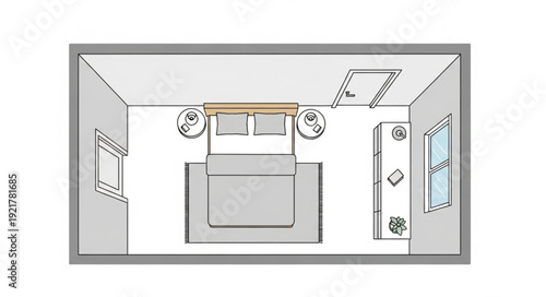 Top View of Modern Kitchen Floor Plan.
