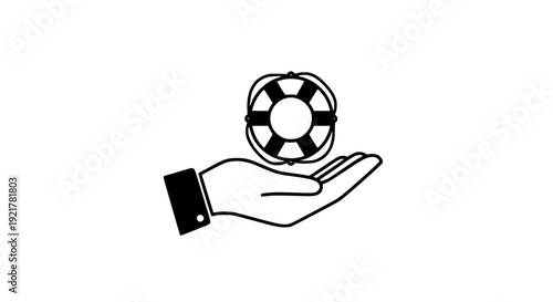 Hand holding fan icon