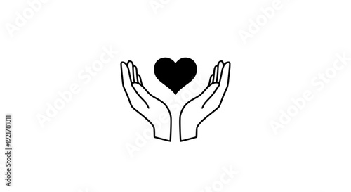 Hands holding heart icon