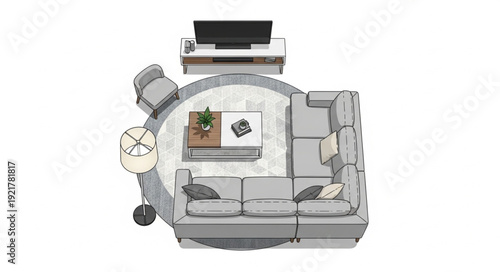 Top View of Modern Kitchen Interior.