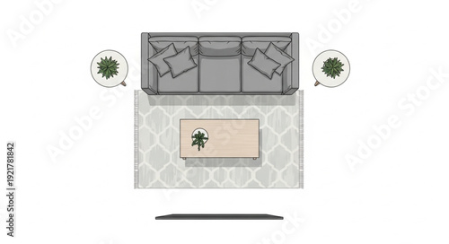 Top View of Modern Living Room Design.