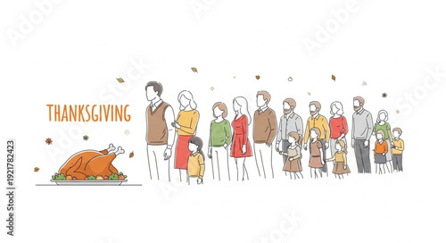 Transgiving Cartoon Characters in Line.