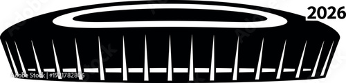 Close up illustration of a world cup stadium in black vector design style