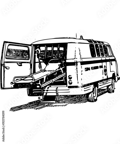 Accessible van with deployed ramp for easy boarding