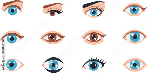 Stylized eye illustrations collection on white background