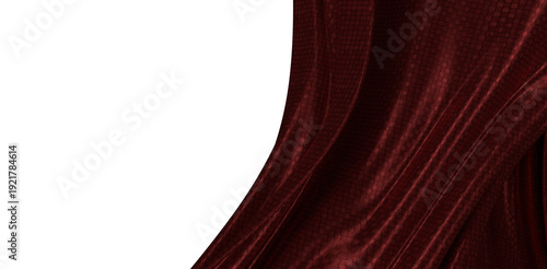 Dramatic red velvet curtain with folds, isolated on white background. Perfect for elegant, luxurious, and glamorous visu